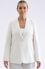 Load image into Gallery viewer, Two T's - Amelia Stripe Blazer - Straw White

