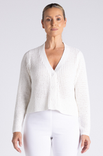 Load image into Gallery viewer, Two T's - Boucle Knitted Cardi - Milk
