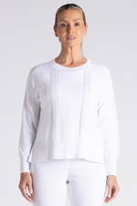 Load image into Gallery viewer, Two T's - Pointelle Crew Knit - White
