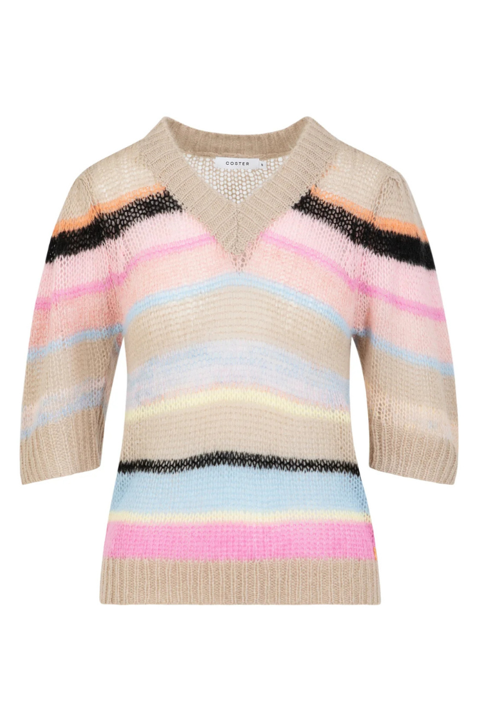 Coster Copenhagen - V Neck Knit in Multi Stripe Mix