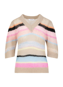 Coster Copenhagen - V Neck Knit in Multi Stripe Mix
