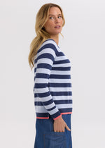 Load image into Gallery viewer, Zaket And Plover - Essential Stripe V Sweater - Denim
