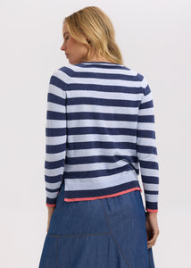 Zaket And Plover - Essential Stripe V Sweater - Denim
