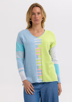Load image into Gallery viewer, Zaket And Plover - Ladder Stripe V Jumper - Baby Blue

