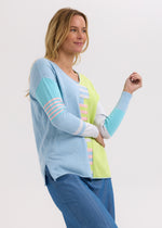 Load image into Gallery viewer, Zaket And Plover - Ladder Stripe V Jumper - Baby Blue
