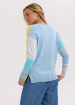 Load image into Gallery viewer, Zaket And Plover - Ladder Stripe V Jumper - Baby Blue
