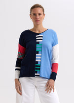 Load image into Gallery viewer, Zaket And Plover - Ladder Stripe V Jumper - Dark Denim
