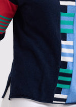 Load image into Gallery viewer, Zaket And Plover - Ladder Stripe V Jumper - Dark Denim
