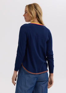 Zaket And Plover - Rounded Bottom V Jumper - Navy
