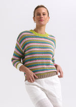 Load image into Gallery viewer, Zaket And Plover - Chunky Stripe Jumper - Chartreuse
