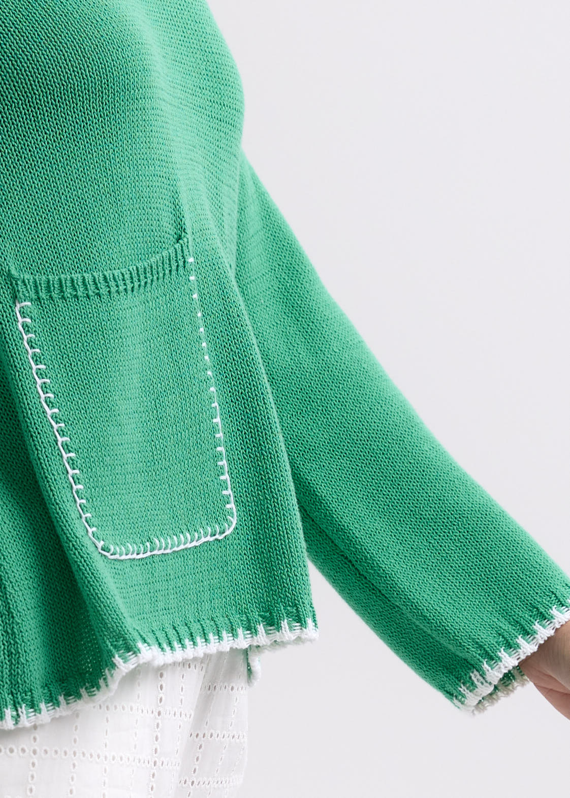 Zaket And Plover - Hand Work Trim A-Line Jumper - Apple