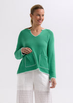 Load image into Gallery viewer, Zaket And Plover - Hand Work Trim A-Line Jumper - Apple
