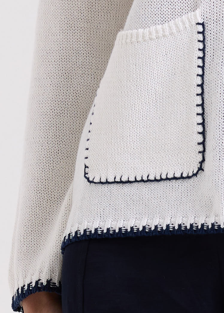 Zaket And Plove - Hand Work Trim A-Line Jumper - White