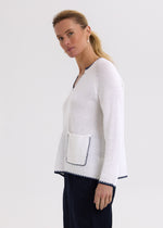 Load image into Gallery viewer, Zaket And Plove - Hand Work Trim A-Line Jumper - White
