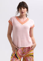 Load image into Gallery viewer, Zaket And Plover - Stripe Trim Top - Blush
