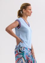 Load image into Gallery viewer, Zaket And Plover - Stripe Trim Top - Powder
