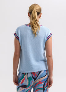 Zaket And Plover - Stripe Trim Top - Powder
