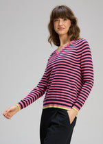 Load image into Gallery viewer, Zaket And Plover - Stripe V Essential Sweater - Rhubarb

