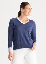 Load image into Gallery viewer, Zaket and Plover - V Accent Knit - Denim
