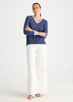 Load image into Gallery viewer, Zaket and Plover - V Accent Knit - Denim
