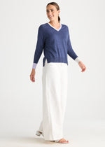 Load image into Gallery viewer, Zaket and Plover - V Accent Knit - Denim
