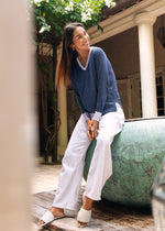 Load image into Gallery viewer, Zaket and Plover - V Accent Knit - Denim
