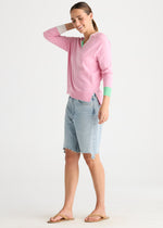 Load image into Gallery viewer, Zaket and Plover - V Accent Knit - Tickled Pink
