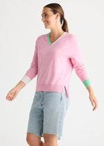Load image into Gallery viewer, Zaket and Plover - V Accent Knit - Tickled Pink
