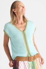 Load image into Gallery viewer, Zaket And Plover - Crochet Trim Tank - Seamist
