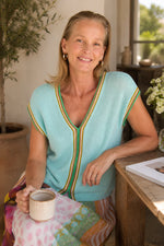Load image into Gallery viewer, Zaket And Plover - Crochet Trim Tank - Seamist
