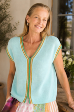 Load image into Gallery viewer, Zaket And Plover - Crochet Trim Tank - Seamist
