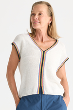 Load image into Gallery viewer, Zaket And Plover - Crochet Trim Tank - White
