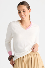 Load image into Gallery viewer, Zaket and Plover - V Accent Knit - White
