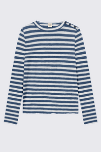 By Basics - Shirt With Shoulder Buttons - Raw White/Denim