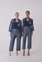 Load image into Gallery viewer, Once Was - Colette Viscose Chiffon Placement Print Shirred Collar Blouse - Moonlit Batic
