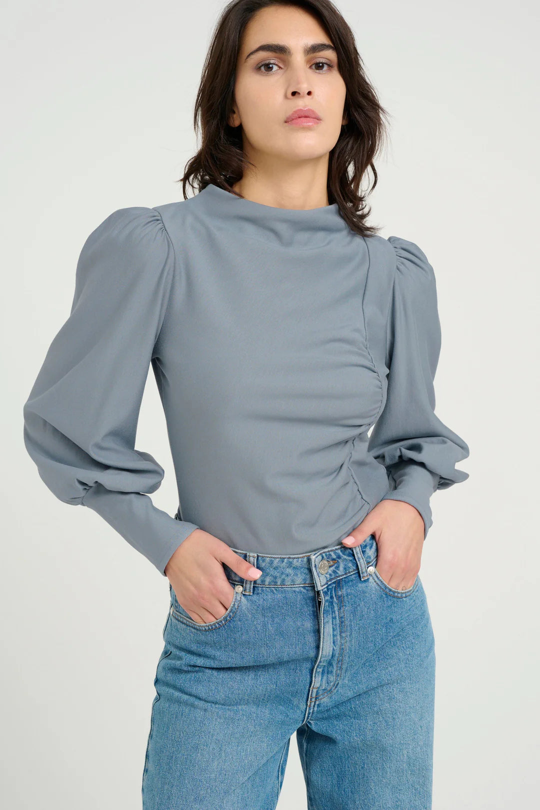 Gestuz - RifaGZ NOOS Puff Blouse - Grey Blue