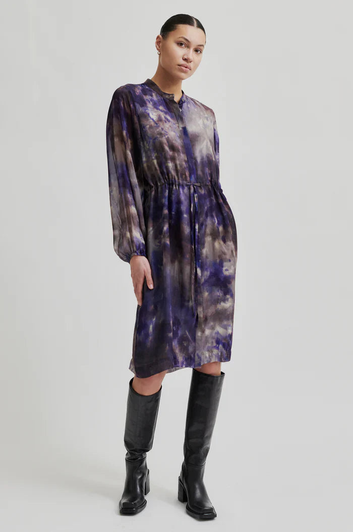 Second Female - Blurry Tie Dye Long Sleeve Dress - Daybreak