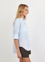 Load image into Gallery viewer, Bella Dahl - Oversized Button Down Shirt - Tidal Blue Stripe
