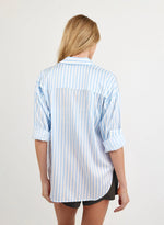 Load image into Gallery viewer, Bella Dahl - Oversized Button Down Shirt - Tidal Blue Stripe
