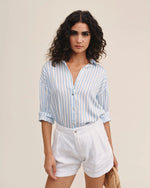 Load image into Gallery viewer, Bella Dahl - Oversized Button Down Shirt - Tidal Blue Stripe
