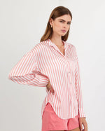 Load image into Gallery viewer, Bella Dahl - Oversized Button Down Shirt - Wide Coral Stripe

