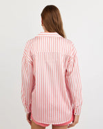 Load image into Gallery viewer, Bella Dahl - Oversized Button Down Shirt - Wide Coral Stripe
