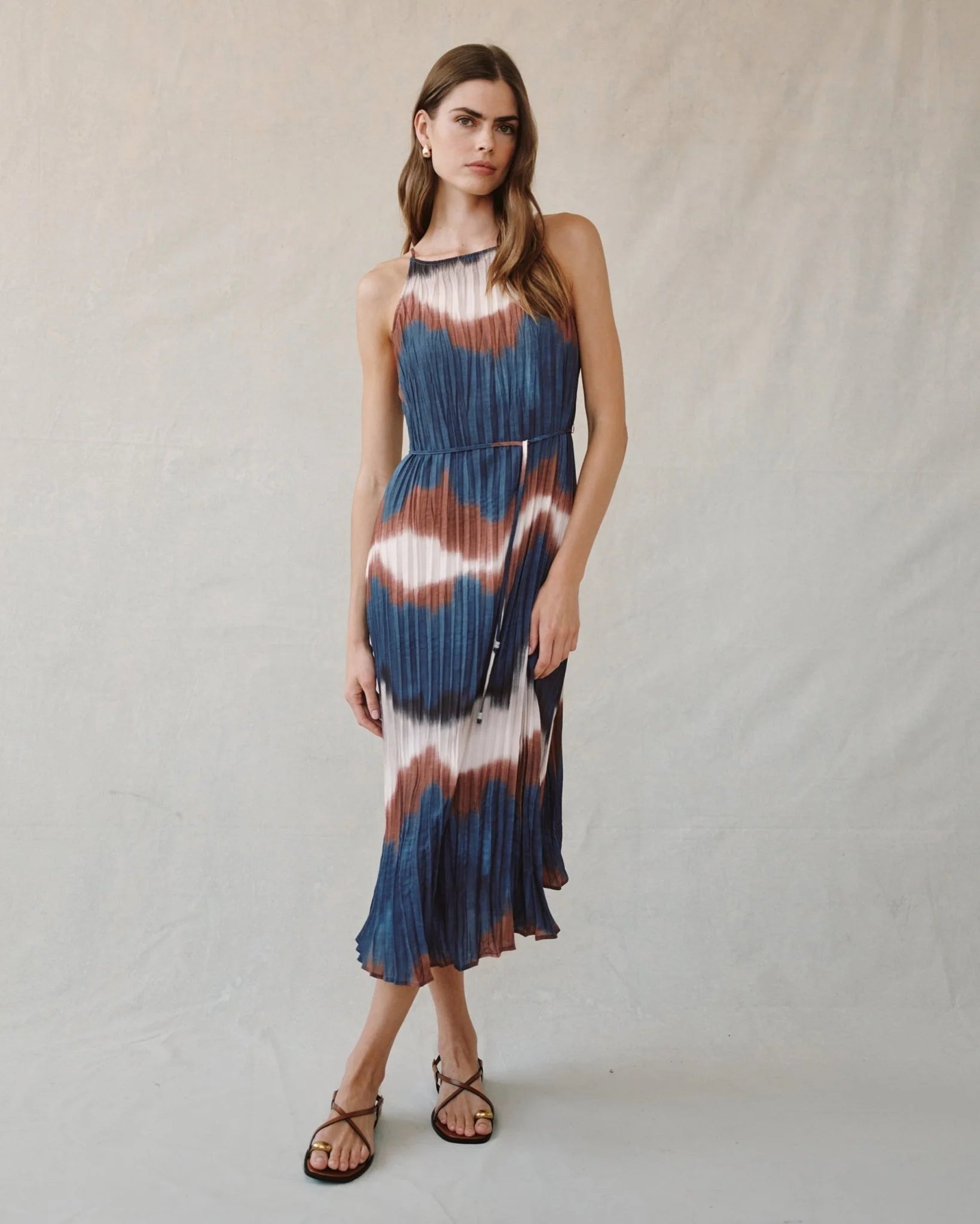 Bella Dahl - Pleated Midi Dress With Side Slits - Midnight Tides