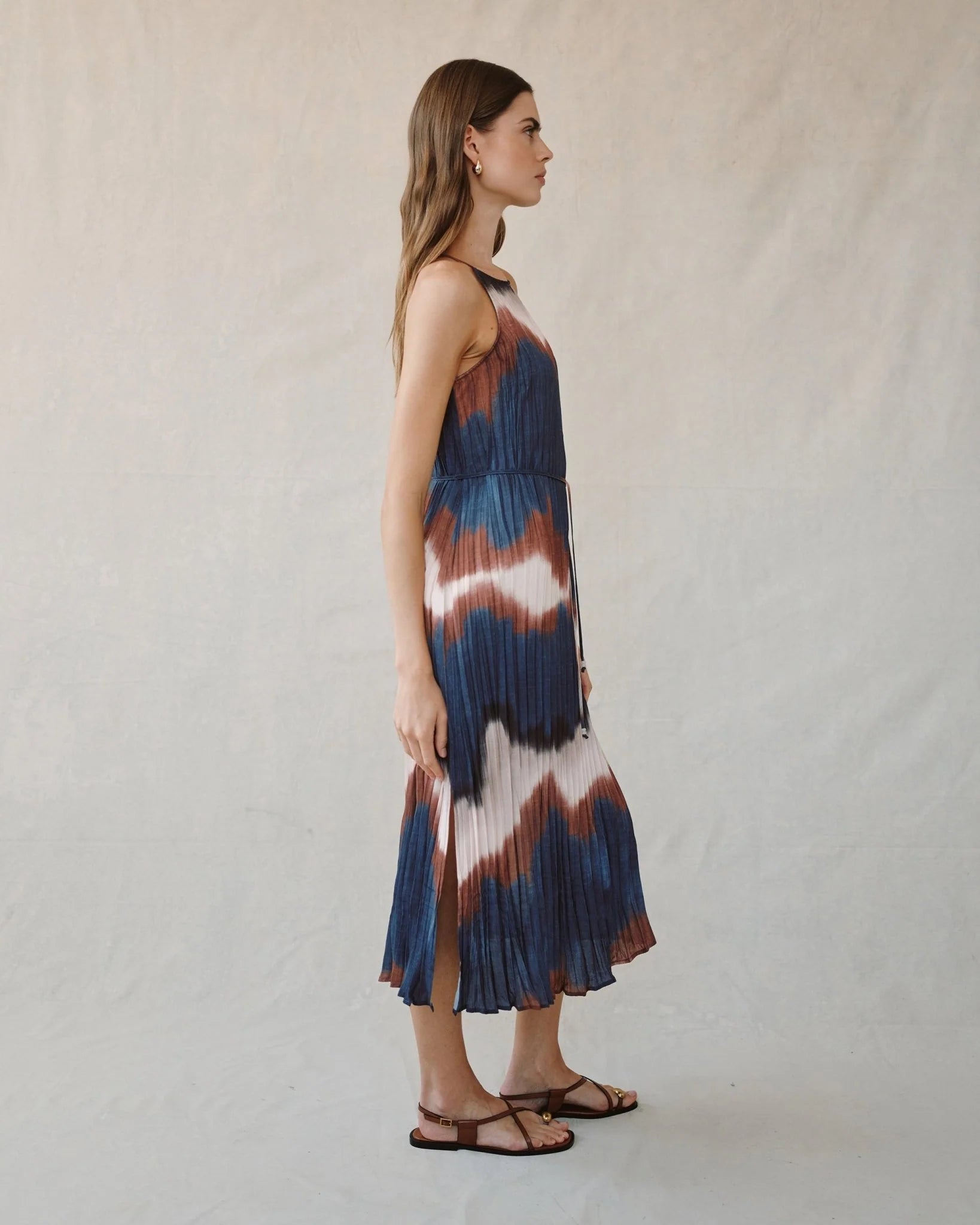 Bella Dahl - Pleated Midi Dress With Side Slits - Midnight Tides