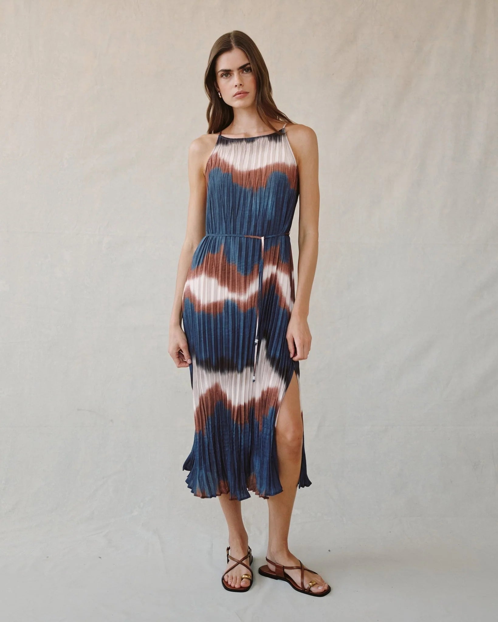 Bella Dahl - Pleated Midi Dress With Side Slits - Midnight Tides
