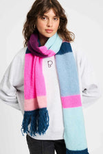 Load image into Gallery viewer, Pom Amsterdam - Brushed Stripes Blue Shawl
