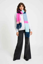 Load image into Gallery viewer, Pom Amsterdam - Brushed Stripes Blue Shawl
