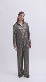 Load and play video in Gallery viewer, Second Female - Moonshine Sequin Blouse - Volcanic Ash
