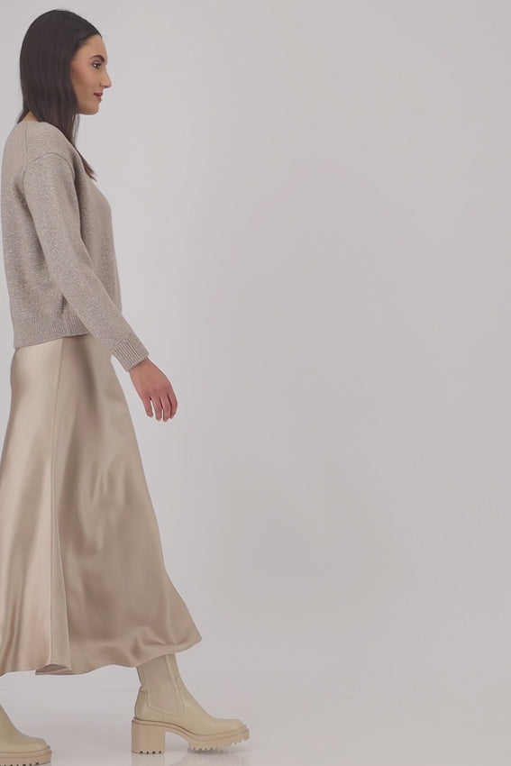 Monari - Satin Skirt - Truffle