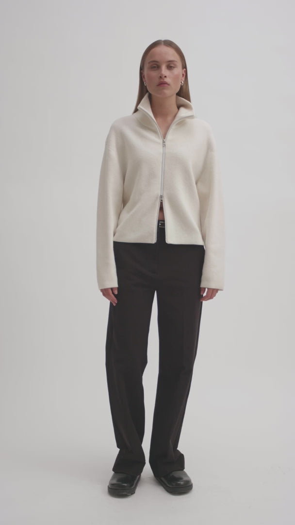 Second Female - Alvera Zip T Neck Knit - Vaporous White